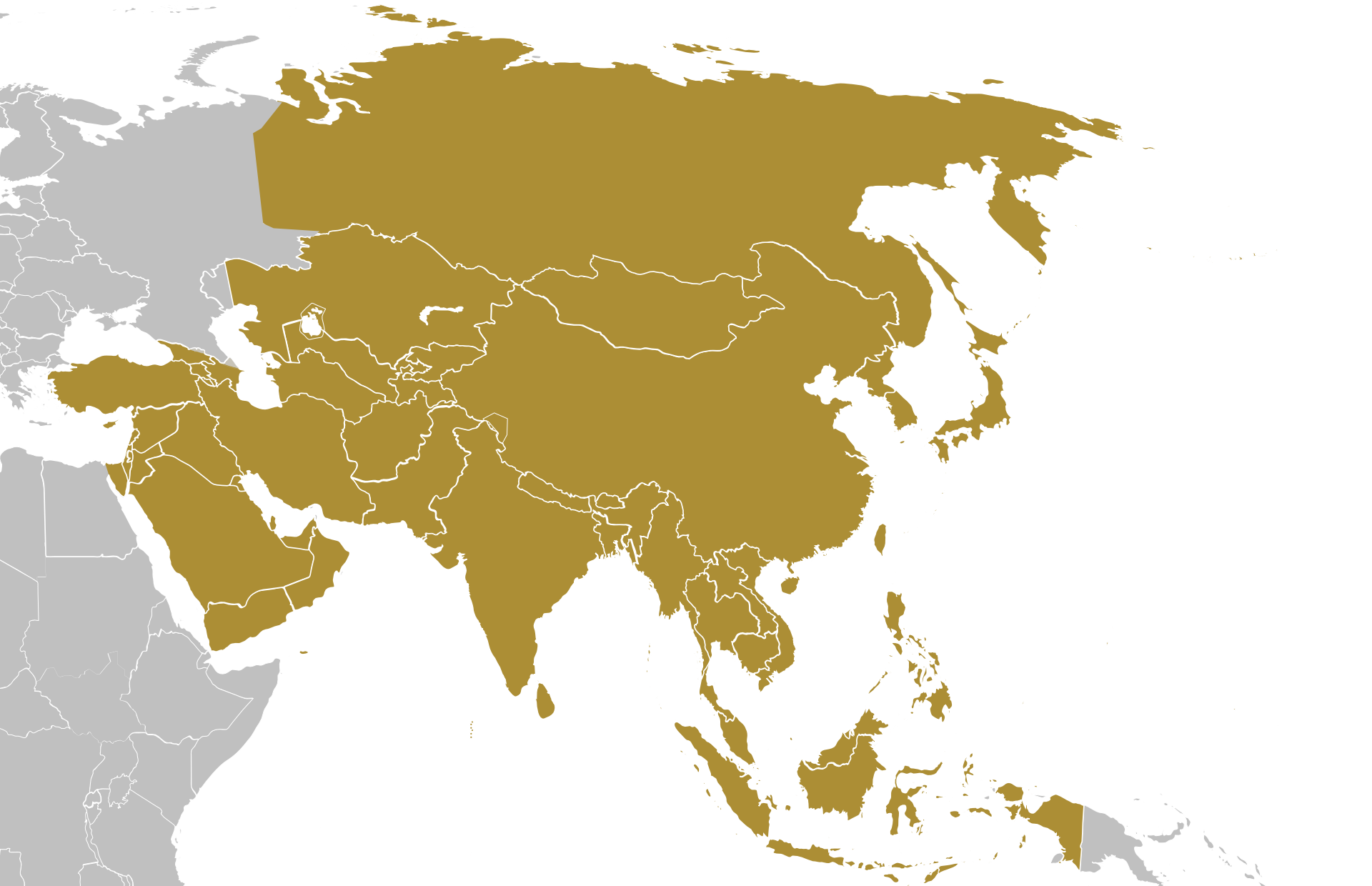 Asia location on a map