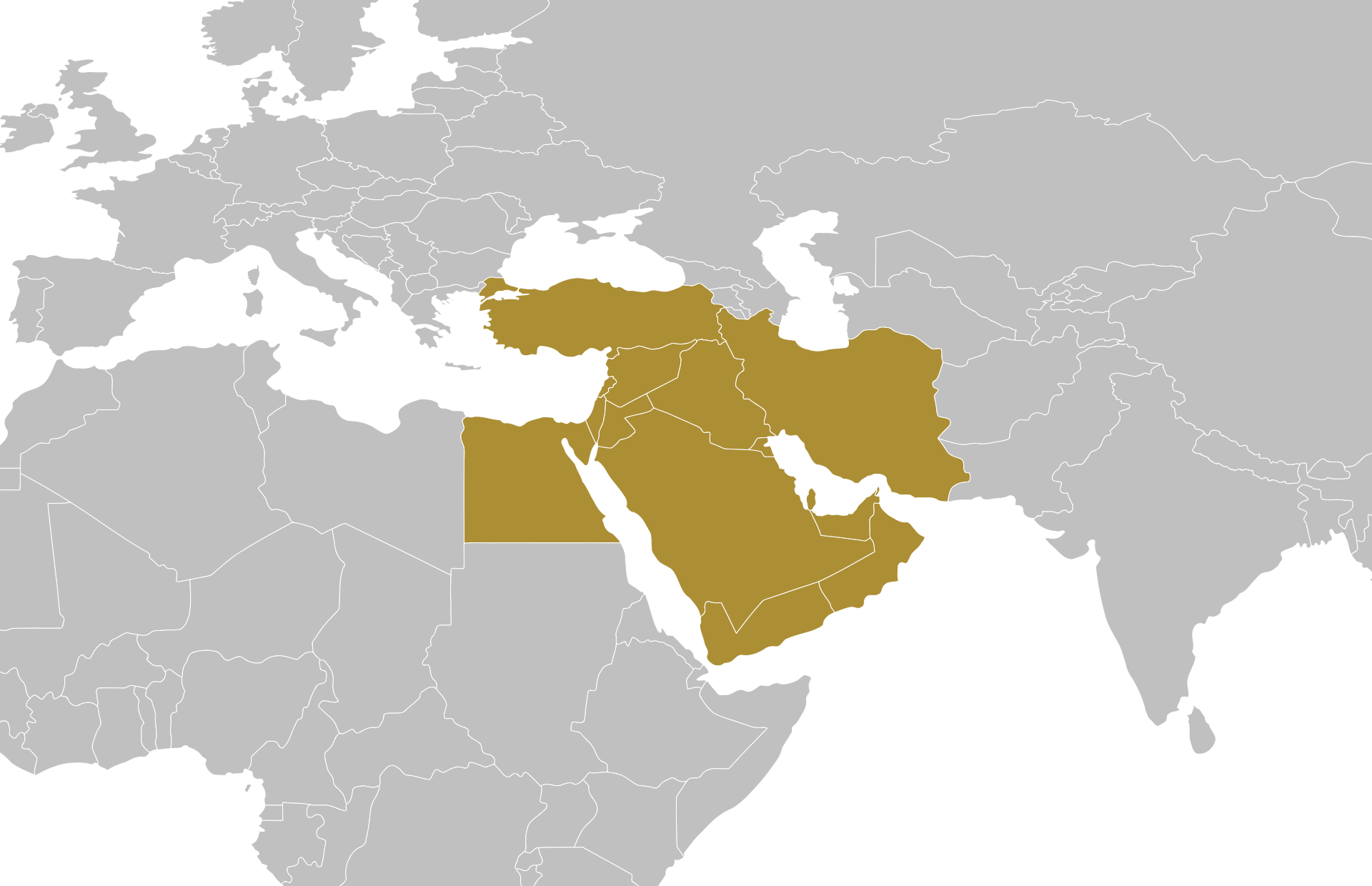 Middle East location on a map